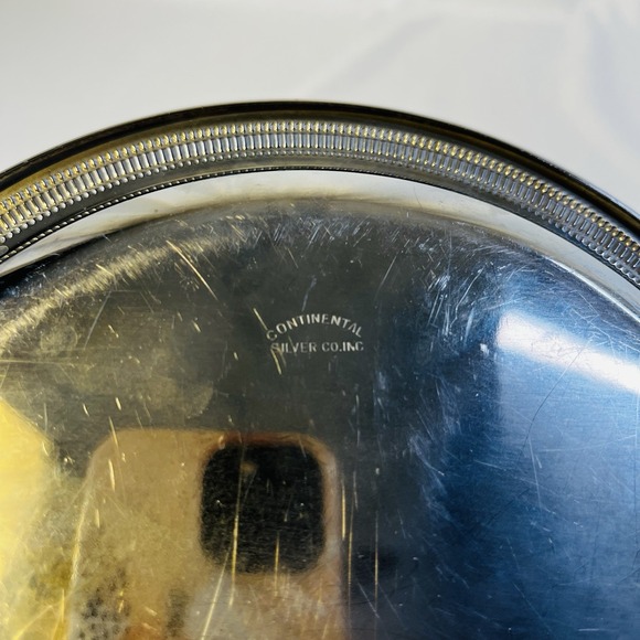 VTG‎ Continental Silver Co. Silver Glass Relish Tray Holiday 3 Sections 2 Pcs - Picture 8 of 8